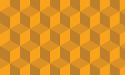 Abstract orange geometric cube pattern background with seamless 3D isometric blocks, modern hexagonal illusion texture for wallpaper, branding and design