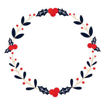 Wreath winterberry branch flat