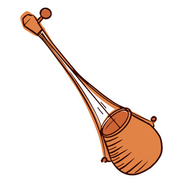 Indian musical instrument ektar hand drawn