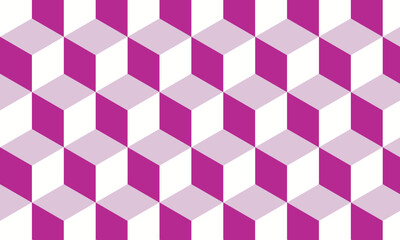 Seamless magenta geometric cube pattern background with modern isometric hexagon design, abstract 3D illusion vector texture for branding, web, fabric, and print