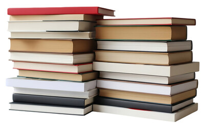 Two stacks of books isolated on transparent background