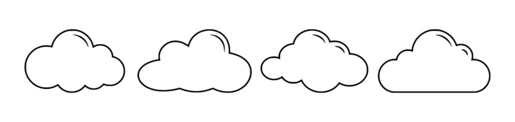 Collection of Different Cloud Icons Simple Vector Shapes Weather Symbols Abstract Vector Illustrations and Graphic Design Element Computer and Technology Related Designs