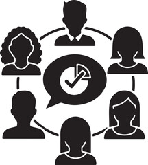 Team collaboration and communication concept with silhouettes