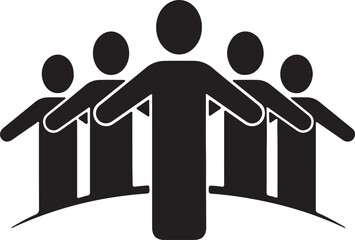 Unity and teamwork concept with human silhouettes