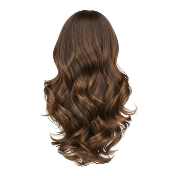 Long curly brown hair isolated on transparent background