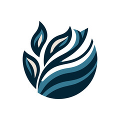 Obraz premium Abstract design featuring flowing leaves and waves in a circular shape, symbolizing nature