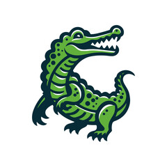 Fototapeta premium Colorful cartoon crocodile illustration with exaggerated features, suitable for children's media