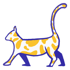 Blue and yellow cat hand drawn © Vexels