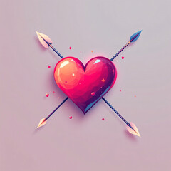 Gamified Romantic Experience: Vibrant Heart with Arrows in a Playful Digital Design