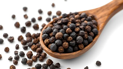 black pepper in a wooden spoon