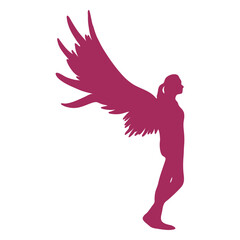Fototapeta premium Pink angel side view silhouette