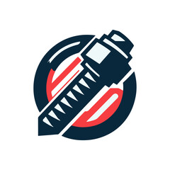 Stylized illustration of a screw with a circular background, symbolizing engineering and design