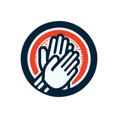 Obraz premium Two hands clapping in a circular design, symbolizing celebration and teamwork