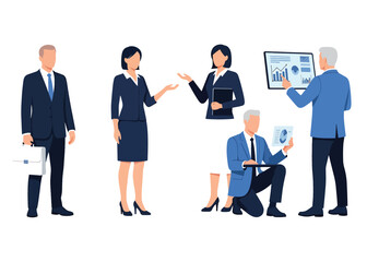 Obraz premium Collection of Diverse Corporate Employees and Executives Showing Teamwork and Communication