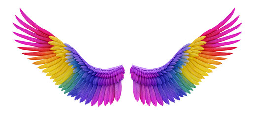 Colorful Wings Isolated on White Background