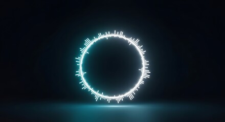 Dynamic glowing circular audio visualizer display on dark backdrop