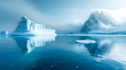 Majestic icebergs drifting in serene arctic waters