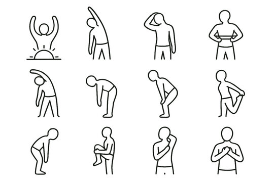 Wave lean vector neck icon stretch shoulder morning flexion triceps icons side