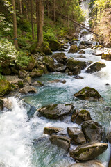 View of waterfall in Val di Genova in Trentino Alto Adige