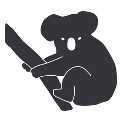 Naklejka premium Holding branch koala silhouette