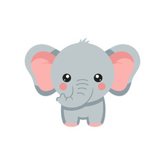 Obraz premium Cute cartoon elephant standing cheerfully against a plain background, ideal for children's content