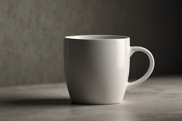 Obraz premium White Coffee Mug on Gray Surface with Dramatic Lighting and Concrete Background
