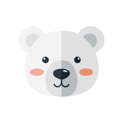 Cute polar bear head illustration with soft colors, ideal for children's designs and educational materials