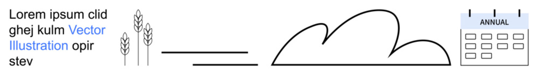 Fototapeta premium Agriculture, farming, climate change, annual planning, sustainability, harvesting. Wheat stalks, a cloud and a calendar with text. Agriculture and farming concept