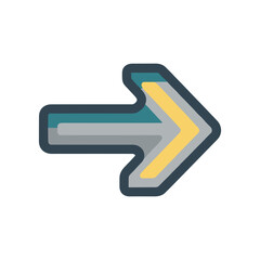 Stylized arrow icon pointing right, set against a clean background, symbolizing direction