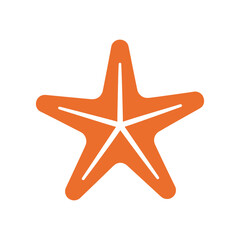 Vibrant orange starfish on a sandy beach with gentle waves in the background, ideal for marine life themes © dinny