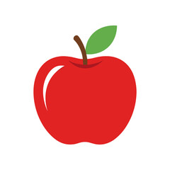 Vibrant red apple with a green leaf, symbolizing freshness and health in a minimalist style