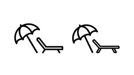Beach chairs and umbrellas in simple black and white a summer silhouette