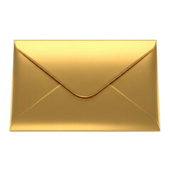 Golden envelope icon isolated on transparent background