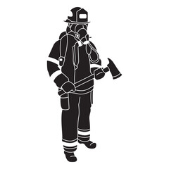 Fireman axe mask flat silhouette