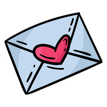 Doodle valentine envelope hand drawn