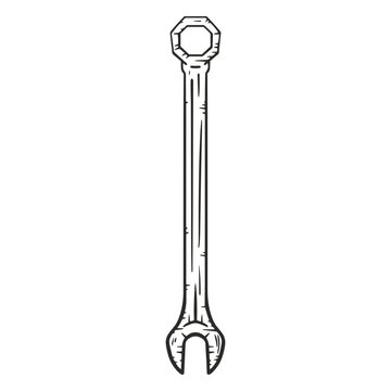 Construction wrench hand drawn