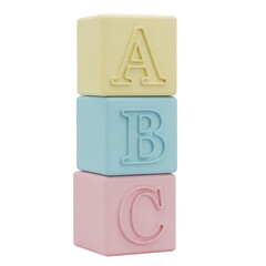 Stacked alphabet blocks isolated on transparent background