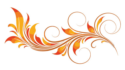 Vibrant orange and yellow floral swirling design element. © Clairo