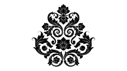 Ornate black floral pattern on white background.