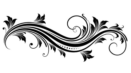 Fototapeta premium Elegant black and white floral swirling design element.