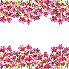 Cornice floreale con fiori rosa 