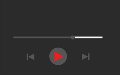 Minimal dark video player controls with red play icon