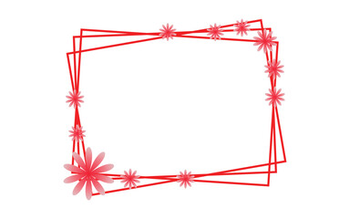 Obraz premium Red floral frame with layered abstract line border