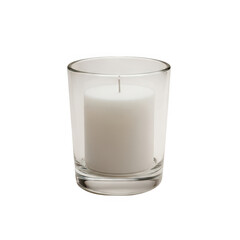 White candle in glass holder isolated on transparent background