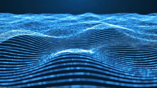 Digital Wave: An abstract digital rendering showcases an undulating wave of data points, suggesting the fluid nature of technology and the boundless potential of the digital realm. 