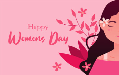  Happy Women&rsquo;s Day modern illustration with floral accents.