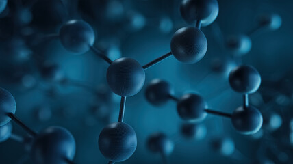 Molecule structure dark blue digital illustration. 