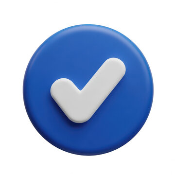 Blue circle with check mark isolated on transparent background,png