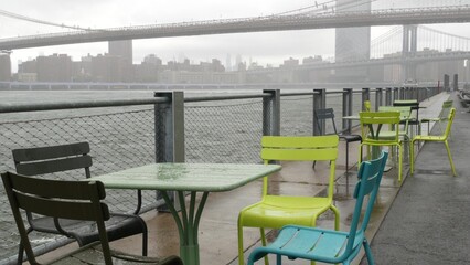 Brooklyn Bridge, Manhattan Bridge from Brooklyn Bridge park, New York City Dumbo United States....