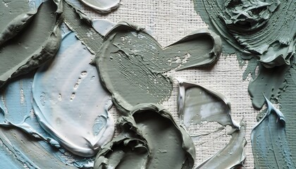 Abstract Tactile Smear of Clay and Pigment Creating Rich Texture on Raw Canvas Surface